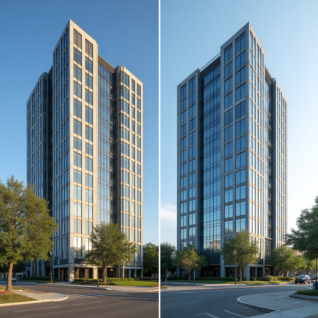 Building exterior showing impact of facade condition on property appearance